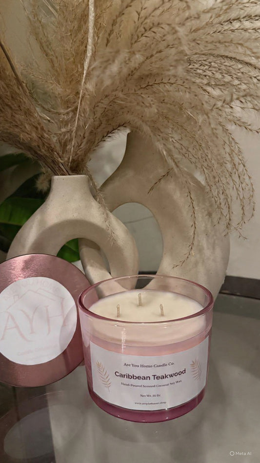 16oz Caribbean Teakwood Scented Candle 🪾🍃