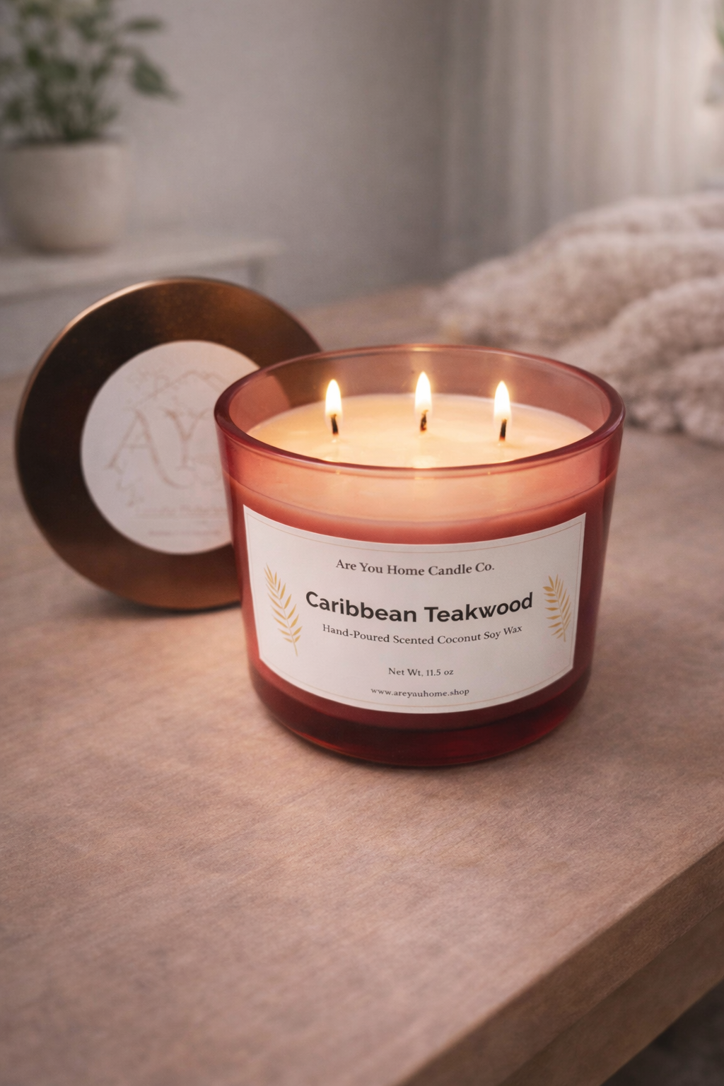 16oz Caribbean Teakwood Scented Candle 🪾🍃
