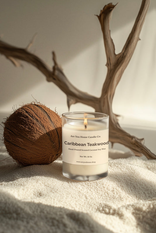 16oz Caribbean Teakwood Scented Candle 🪾🍃